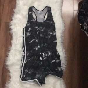 Gray and white romper